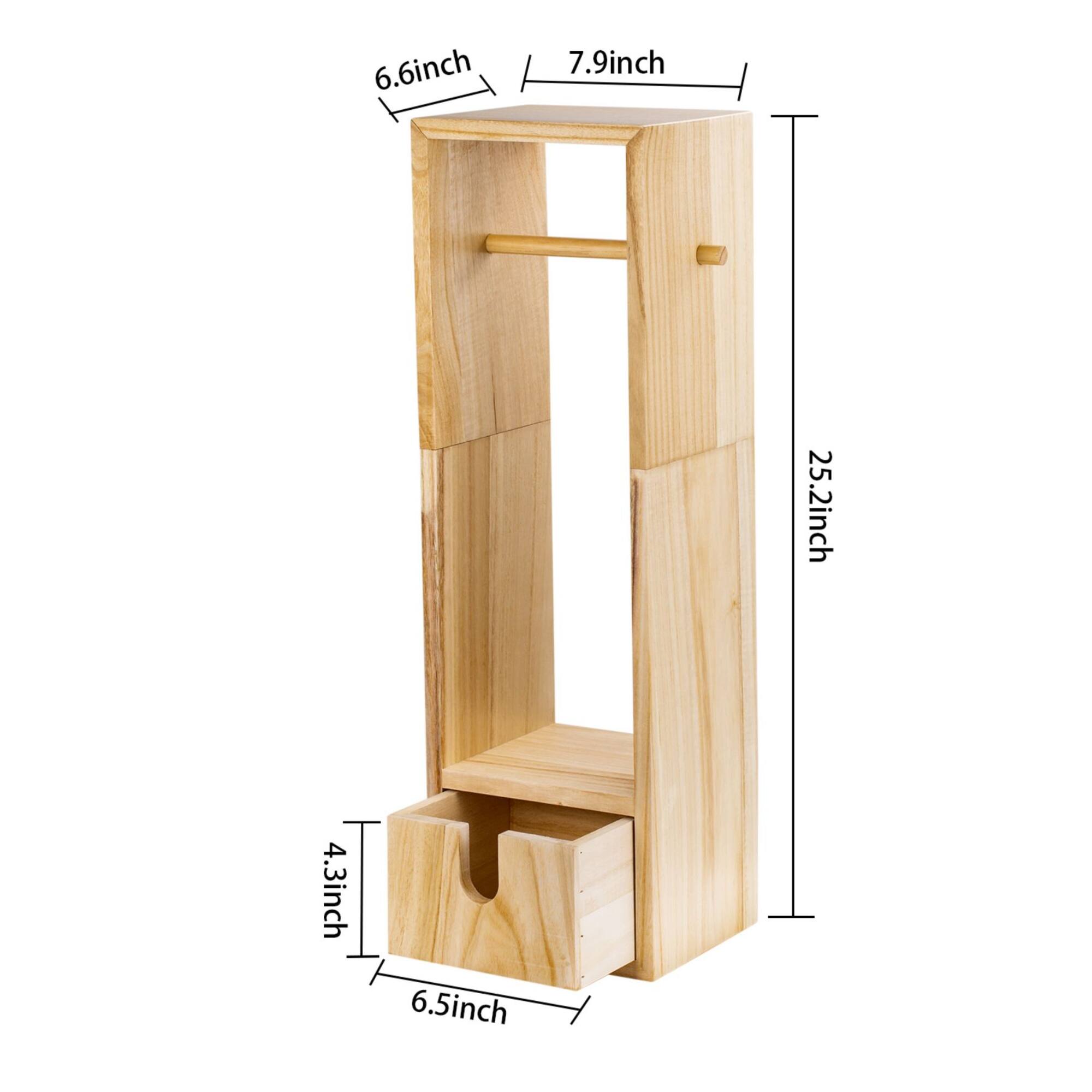 Brown Wood Bathroom Storage Rack